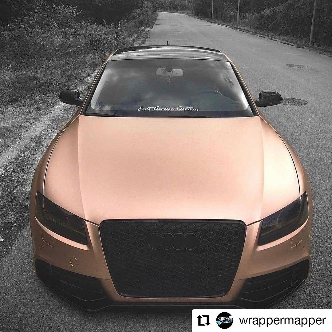 Réalisation en covering APA Satin Metallic Rose Gold sur Audi A5 (photo publiée par APA)
